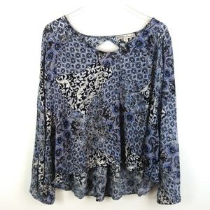 Gypsies & Moondust long sleeve blouse w/ cutout